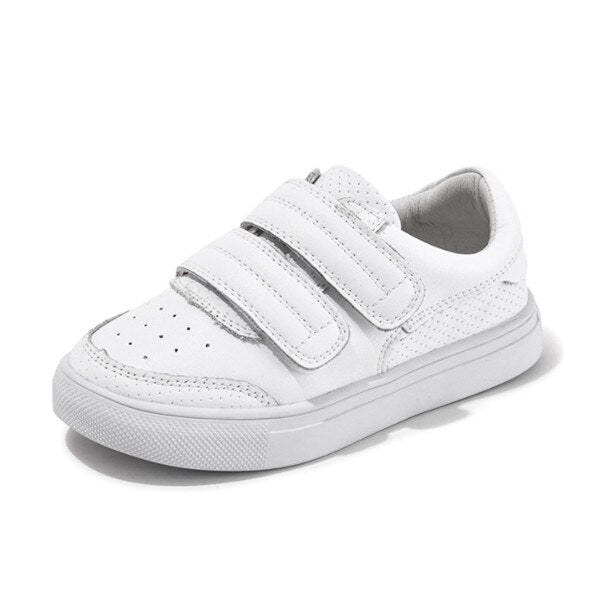 Genuine Leather White Kids unisex Flats Soft Sole Breathable Outdoor Tennis Fashion Toddler KilyClothing