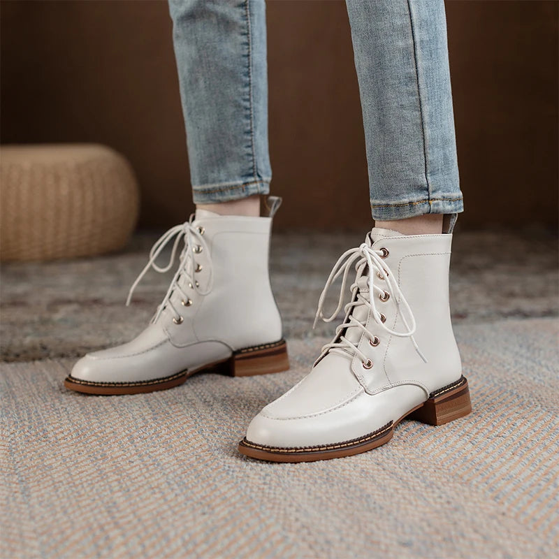 Women Shoes Lace-up Chelsea Women leather ankle boots for Women, Chunky Boots KilyClothing