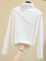 Cotton Long Sleeve Thick T Shirt Women Winter Tops Turtleneck Warm KilyClothing