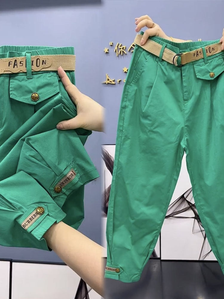 Cotton Metal buttons high-quality Solid Color Pants  Loose Casual Pants KilyClothing