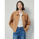 TOYOUTH Women Suede Jacket 2024 Spring New Snap Button Closed Turn Down Collar High Street Casual Short Jacket KilyClothing