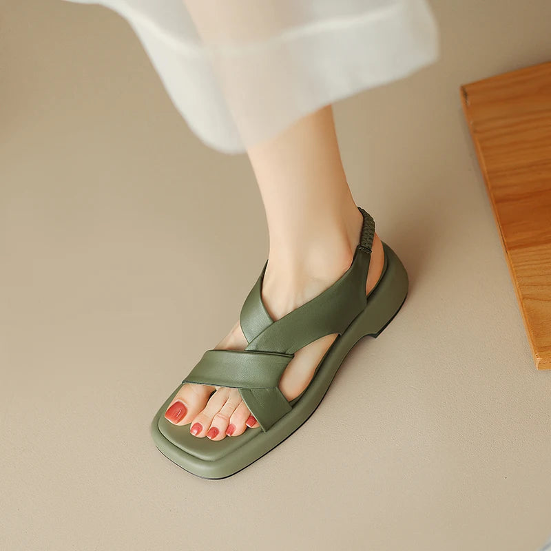 Basic Women Sandals, summer, Platforms, Genuine Leather, Soft Comfortable Working Casual Shoes KilyClothing