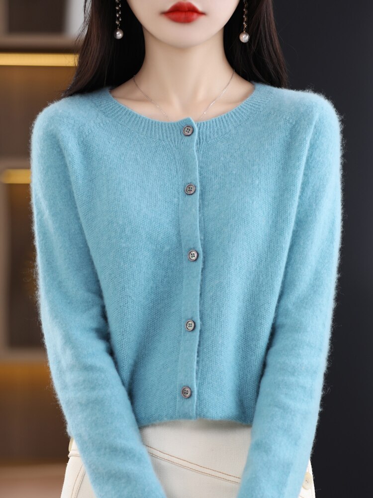 Long Sleeve Women Knitwear Cashmere Knit 100% Pure Merino Wool KilyClothing