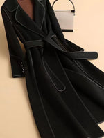 High-grade Double-sided Velvet Coat Long Knee-length Belt In Winter Hand-wrapped Slim Woolen Coat KilyClothing
