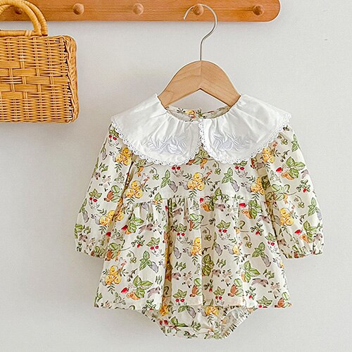 Baby Girls Clothing Autumn Spring Infant Baby Girls Jumpsuit Long Sleeve Cotton Embroidery Newborn Baby Girls Bodysuits KilyClothing