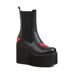 Platform Ankle Boots /Round Toe Heart Design Wedge Shoes KilyClothing