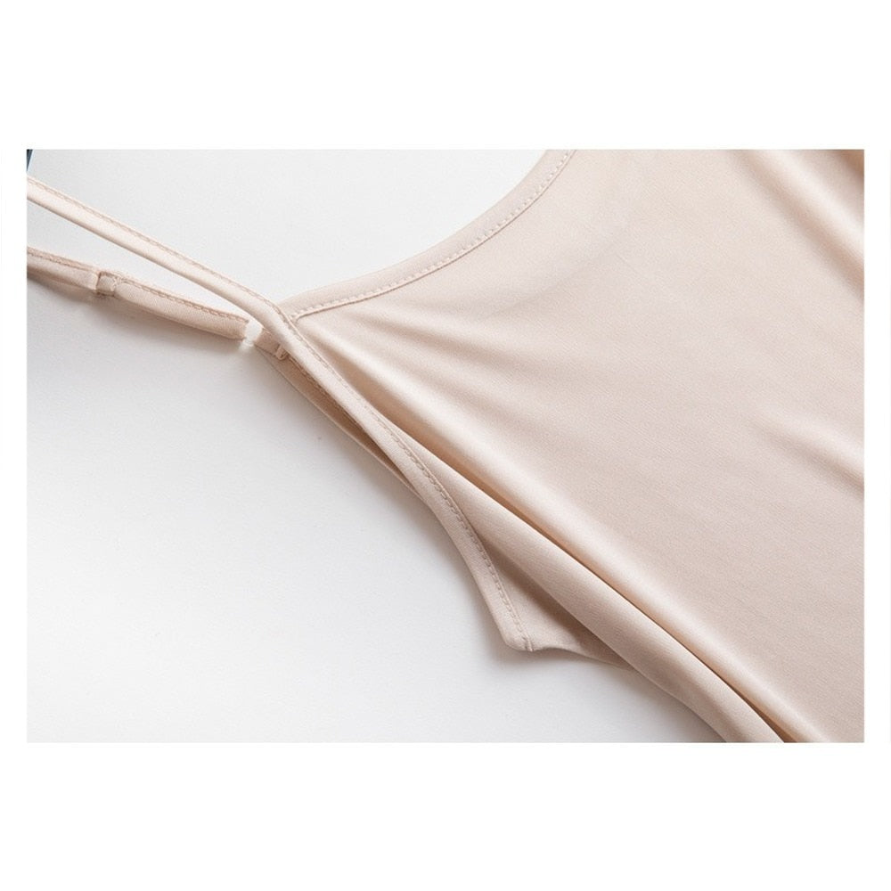 Mulberry Silk Knitting Silk Suspender Skirt Silk Petticoat Silk Bottom Skirt Silk Long Nightgown Adjustable Shoulder Strap KilyClothing