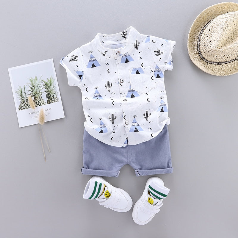 Baby Clothes Cool Pyramid Summer Short-sleeved Shirt Set KilyClothing