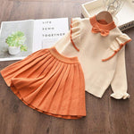 Baby Girls Autumn Knitting Sweater Dress Orange Christmas Girl Two Piece Casual Suit Dress Girls Sweaters KilyClothing
