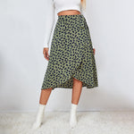 Casual Print Tie Side Wrap Skirt Elegant High Waist Female Summer Asymmetrical Knee Length A-Line Skirts KilyClothing