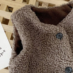 Winter Baby Lamb Wool Plus Velvet Waistcoat Girls Boys Plush Vest Single Breasted V Neck KilyClothing