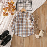 Cotton Lapel Stripe Lattice Button Shirt for Boy and Girl Baby Tops KilyClothing