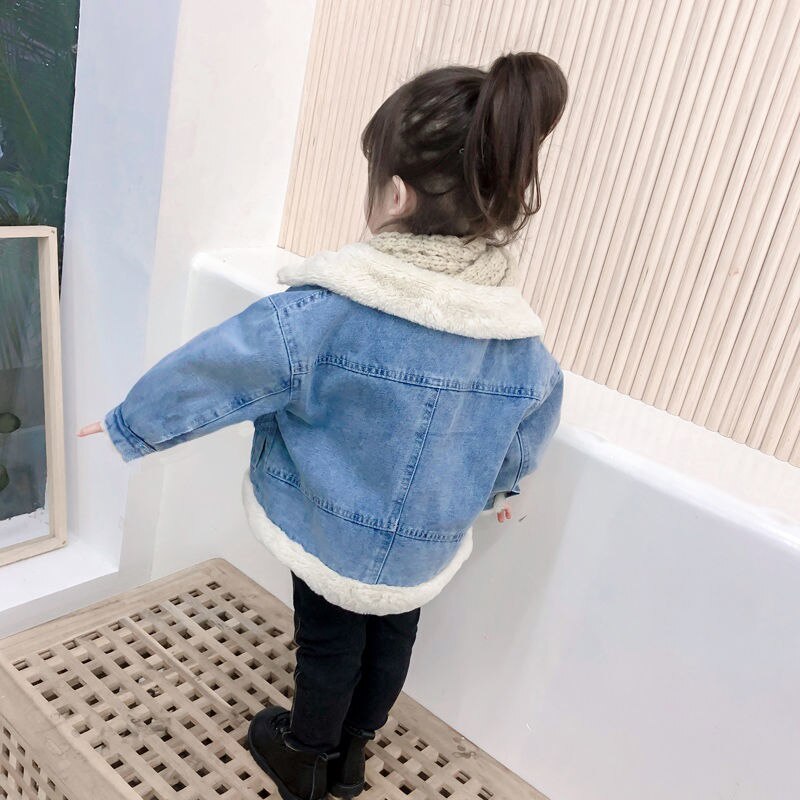 Thermal Faux Fur Vest Jackets Toddler Casual Denim Solid Color KilyClothing