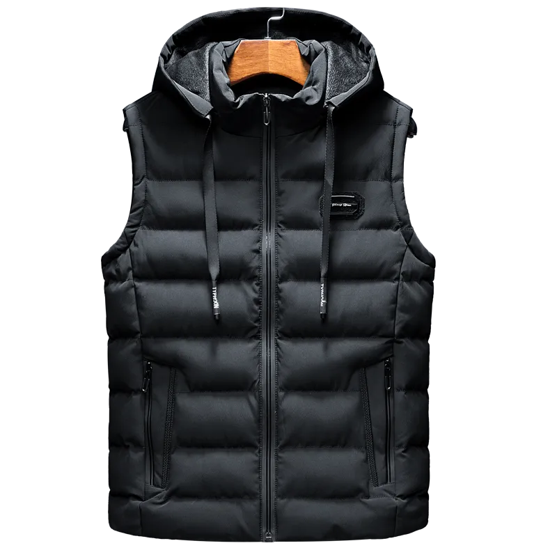 Hooded New Spring Autumn Sleeveless Jacket for Men Fashion Warm Hooded Male Winter Vest Light Plus Size Mens Work Vest Waistcoat KilyClothing