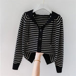 Stripe Hooded Thin Oversize 4xl Knitted Cardigan Tops KilyClothing