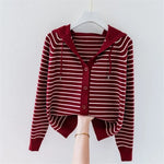 Stripe Hooded Thin Oversize 4xl Knitted Cardigan Tops KilyClothing