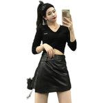 Genuine Leather Skirt Women High Waist Slim Hip Irregular Sheepskin A-line Skirt KilyClothing