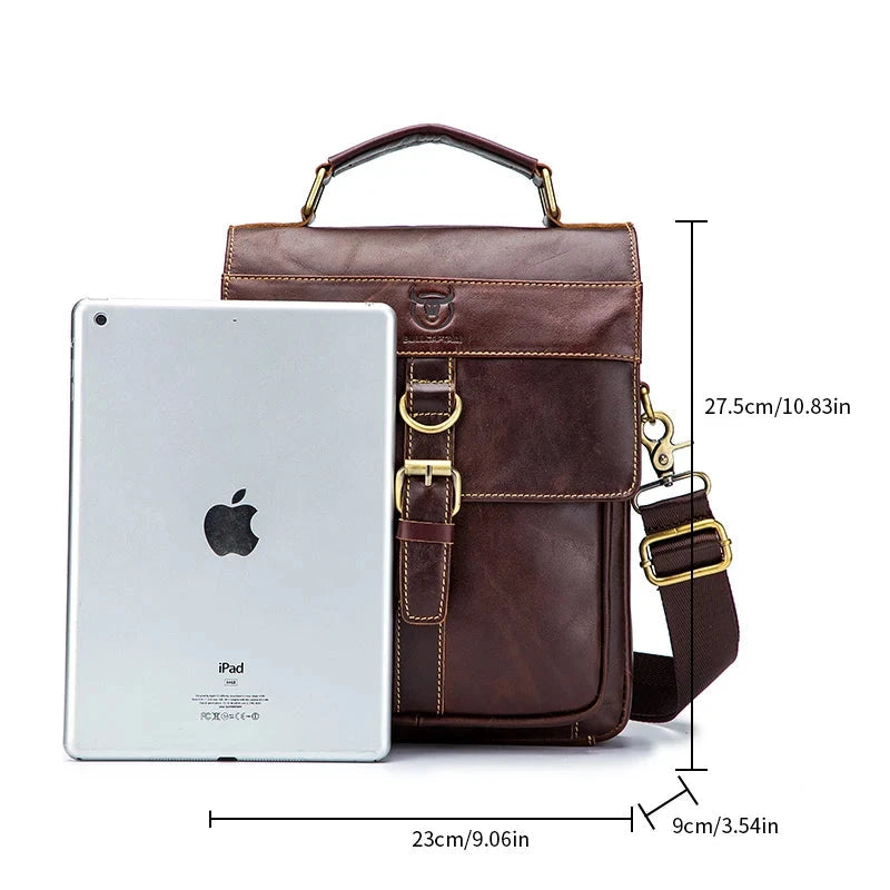 Men's Leather Shoulder Bag, Retro Business Crossbody Bag, Large Capacity Fashion Casual Youth Student Handbag