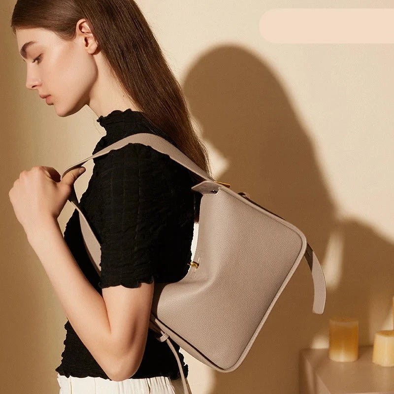 Large Capacity Bag Women's New Fashion Soft Texture Retro Simple One Shoulder Student Underarm Bag Tote Bag KilyClothing