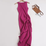 Sexy Drawstring Split Sleeveless Dress for Women's, New Elastic High Waist Slim Fit dress KilyClothing