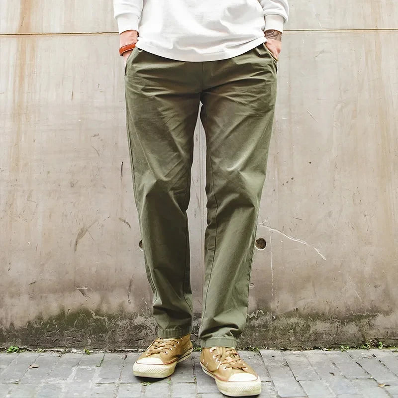 Pantalones casuales de algodón para papá, pantalones rectos regulares con cintura elástica, 4 colores