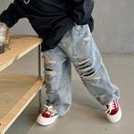 Trousers Children Handsome Torn Patch Jeans Girls Pants KilyClothing