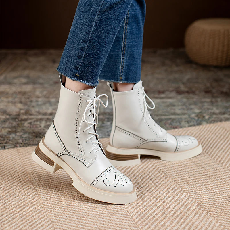 Women Shoes Lace-up Chelsea, vintage is the new style, Block Ankle Boots Platform Leather Boots Women, Chunky Boots KilyClothing