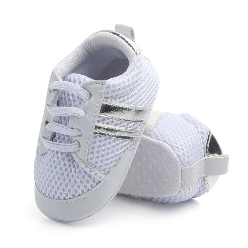 Newborn Boys Sneaker Girls Two Striped First Walkers Lace Up PU Leather Soft Soles Sneakers 0-18 Months KilyClothing