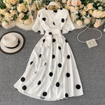 Chic Fashion Polka Dot Print Women Dress Summer Elegant Vintage Bandage Slim Waist KilyClothing