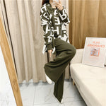 Knited Letter Sweater + Pants + Cape Scarf 3PCS Suits Cappa Wraps Wide Leg Trousers set KilyClothing