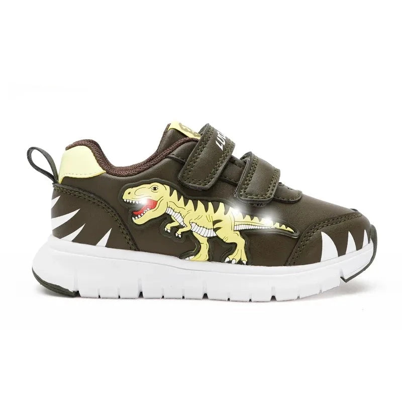 Baby Kids Leather Autumn New Flashing Sneakers Light Up Dinosaur Boys Little Children Outdoor Casual Sports Shoes KilyClothing