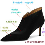 Pointed Toe Suede Genuine Leather Cattle hair Stiletto Heel Pumps High Heels Formal Dress Shoes KilyClothing