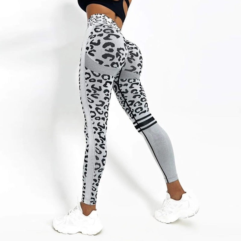 Leopard Seamless Yoga Pants High Waist Lifting Hip Honey Peach Hip Fitness Pants Yoga Suit Tight Running Sports Pants KilyClothing