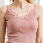 70% Silk 30% Cotton Knit Lace Camisole Top Vest Sleepwear Spaghetti Strap KilyClothing