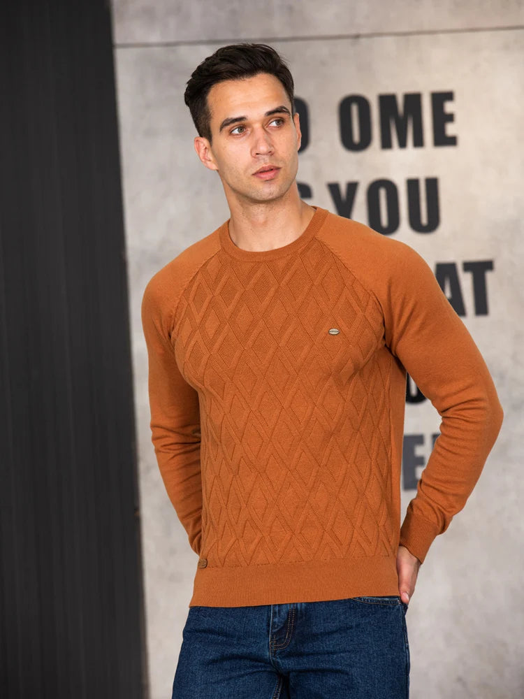 AIOPESON Argyle Basic Men Sweaters Solid Color O-neck Long sleeve Knitted Male Pullover Winter Fashion New Warm Sweaters for Men KilyClothing