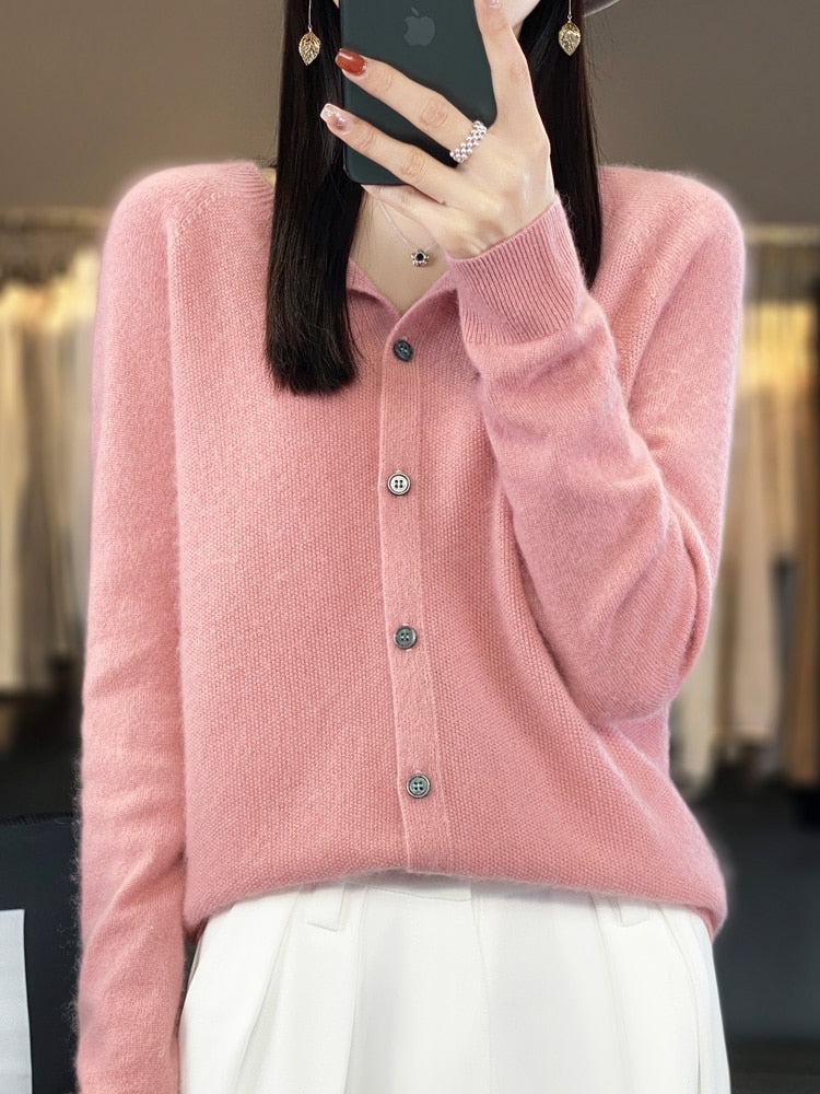 Long Sleeve Women Knitwear Cashmere Knit 100% Pure Merino Wool KilyClothing