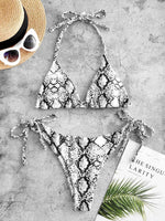 Sexy Snake Print Micro Bikini for Women, Swimsuit Female thong Crochet Bandage Bikini Set Brazilian Halter Bathing Suit KilyClothing