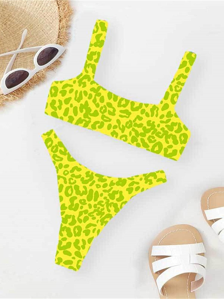 Sexy Micro Bikini Leopard Push Up Padded Thong Swimsuit KilyClothing