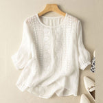 Vitage Lace Crochet Blouse Women 3/4 O Neck Sleeve Tops Embroidery KilyClothing