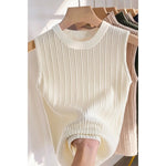 Basic Vintage Screw Thread Tank Top Sleeveless Striped  Urbane Loose Camis Summer KilyClothing