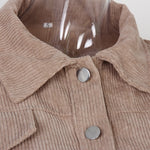 Sleeve Cropped Bomber Jacket Overcoat Outwear Fashion Spring Vintage Corduroy KilyClothing