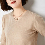 Sweater V-neck Long Sleeve Pullovers Spring Autumn Bottoming Shirt Warm Knitwear Basic Knit Tops KilyClothing