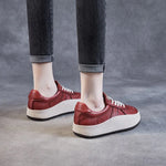 Women's shoes, Comfort Genuine Leather Lace-Up Casual Sneakers, Low Top Flat Platform Shoes KilyClothing