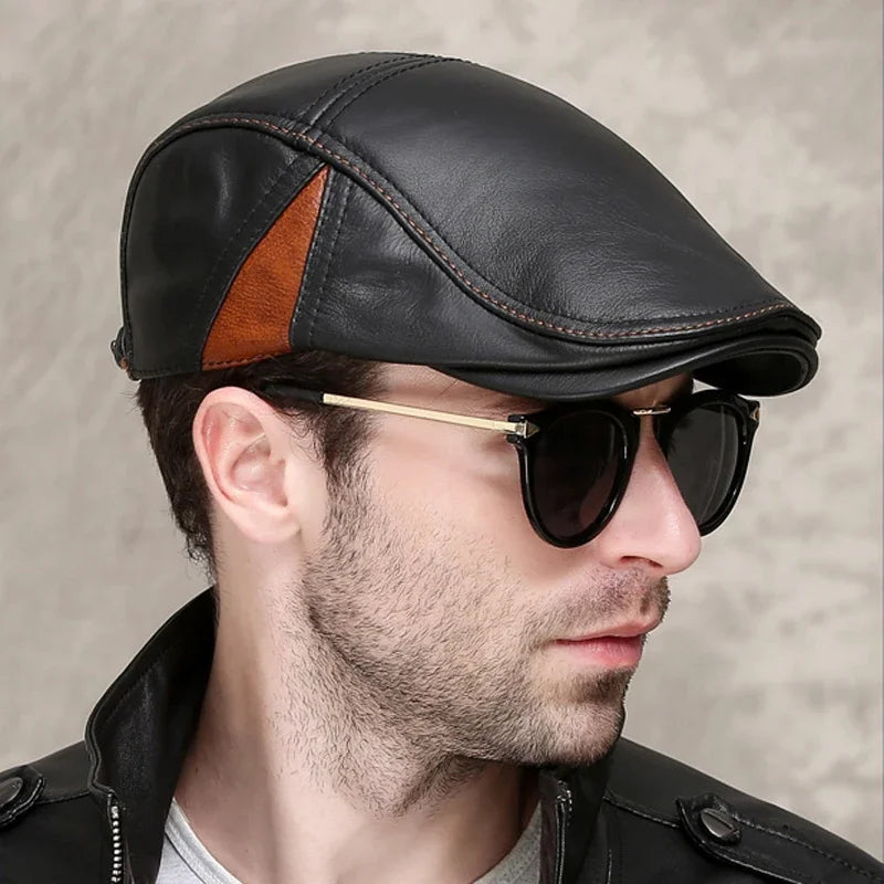 Men's outdoor 100% genuine leather hat winter Multifunction Ear protection cap