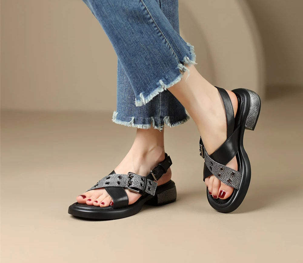 women flat sandals Open Toe Buckle 