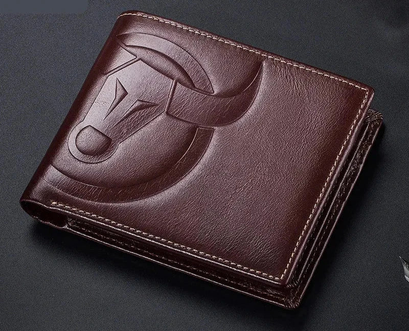 Big Logo Man Wallet High Quality RFID Wallet Coin Purse Compact Mini Card Holder Genuine Leather