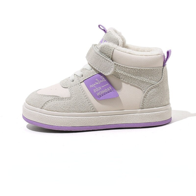 Cotton Shoes New Boy High-top Board Shoes Warm Plush and Thicken KilyClothing