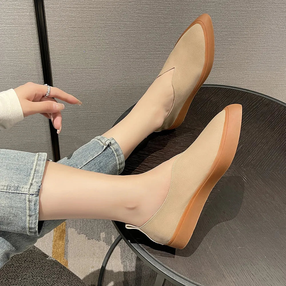 Fashion Platforms Women's Flats for Spring-summer made of Genuine Leather, Pointed Toe Pumps KilyClothing