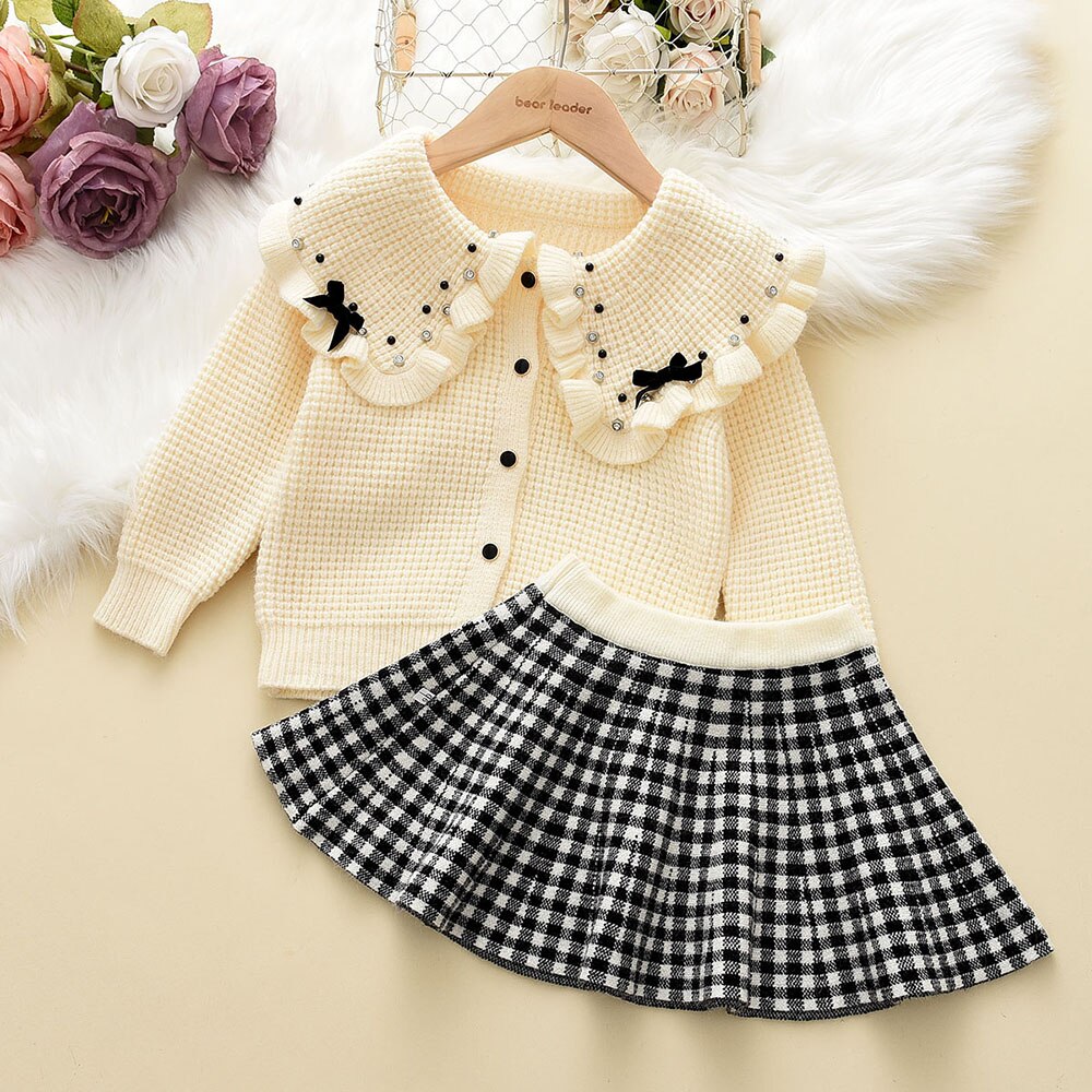 Clothing Knitted Piece GIRL'S Cute Sweater Suit Skirt Warm Cardigan Pleated Skirt Girl Set KilyClothing
