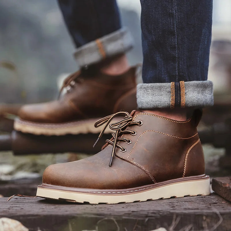 Botas de hombre de caña media, Estilo británico, 
Ropa de trabajo Botas retro